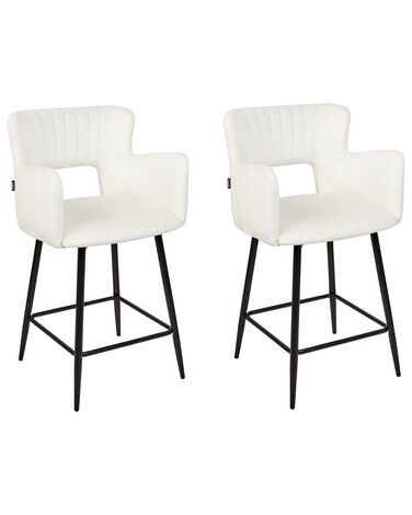 Set mit 2 Barstühlen SANILAC Samtstoff Weiß