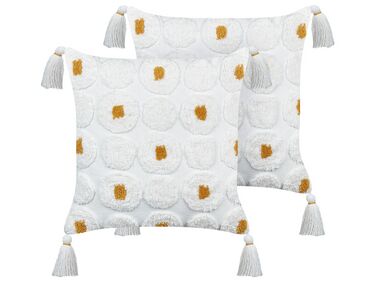 Dekokissen 2er Set AZALIA Baumwolle 45 x 45 cm Weiß Blumenmuster