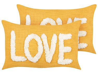 Dekokissen 2er Set LOVE Baumwolle 30 x 50 cm Gelb
