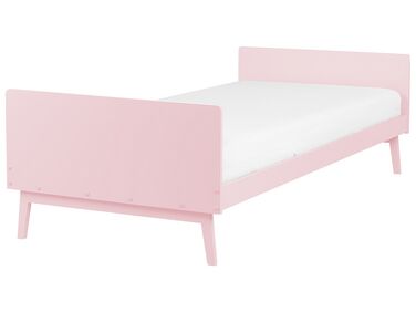 Bett mit Lattenrost Kiefernholz BONNAC 90 x 200 cm Pastellrosa