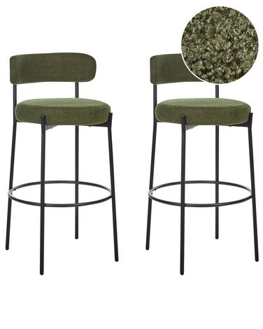 Set mit 2 Barstühlen ALLISON Bouclé Grün