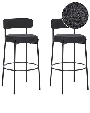 Set mit 2 Barstühlen ALLISON Bouclé Schwarz