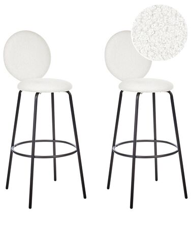 Set mit 2 Barstühlen EMERY Bouclé Weiß