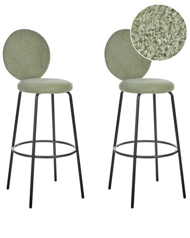 Set mit 2 Barstühlen EMERY Bouclé Hellgrün