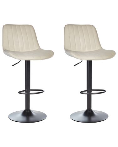 Set mit 2 Barstühlen DUBROVNIK Samtstoff drehbar Hellbeige