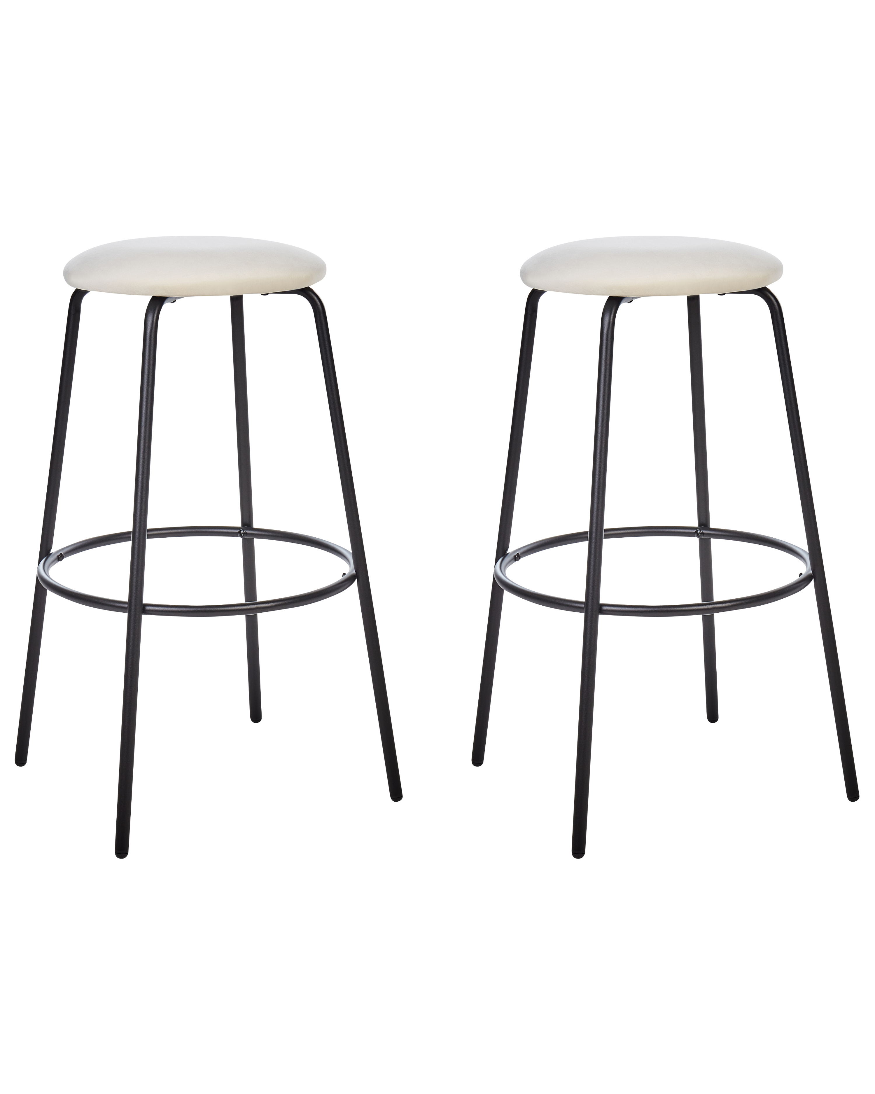 Set mit 2 Barstühlen MORTON Samtstoff Cremeweiß