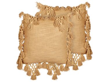 Dekokissen 2er Set OLEARIA Baumwolle 45 x 45 cm Sandbeige Ohne Muster