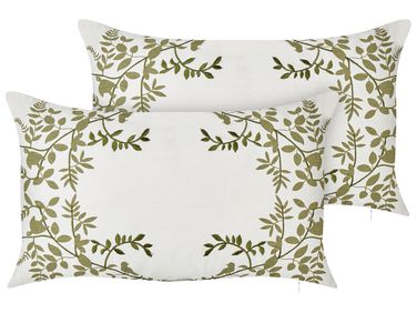 Dekokissen 2er Set ZALEYA Baumwolle 30 x 50 cm Weiß Blumenmuster
