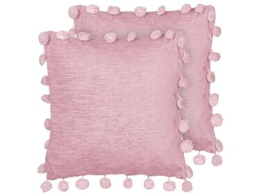 Dekokissen 2er Set JASMINE 45 x 45 cm Rosa Ohne Muster