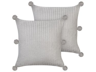 Dekokissen 2er Set OCOTEA Baumwolle 45 x 45 cm Grau Ohne Muster