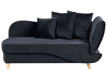 Rechtsseitige Chaiselongue MERI Samtstoff Schwarz mit Stauraum
