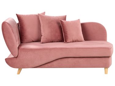 Linksseitige Chaiselongue MERI Samtstoff Rosa mit Stauraum