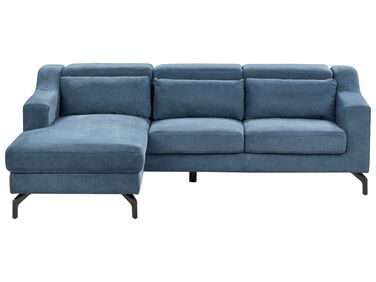 Ecksofa 4-Sitzer GLOSLI Chenillegewebe Blau rechtsseitig