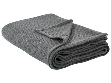 Bedspread RAGALA Cotton 200 x 220 cm Dark Grey