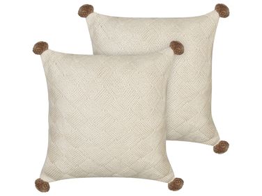 Dekokissen 2er Set OBERONIA Baumwolle 45 x 45 cm Beige Ohne Muster
