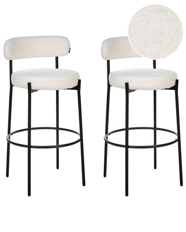 Set mit 2 Barstühlen ALLISON Bouclé Weiß
