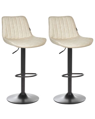 Set mit 2 Barstühlen DUBROVNIK Kunstleder drehbar Hellbeige