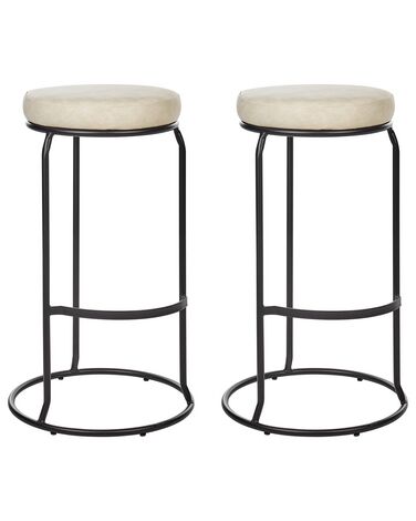 Set mit 2 Barhockern MILROY Kunstleder Hellbeige