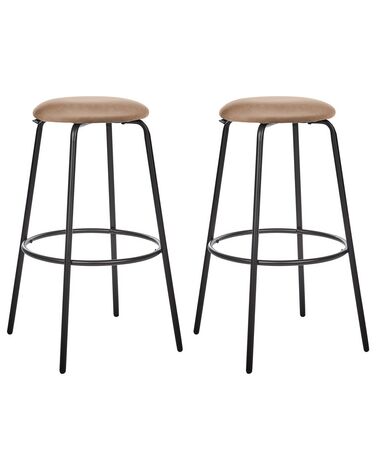 Set mit 2 Barhockern MORTON Samtstoff Hellbraun