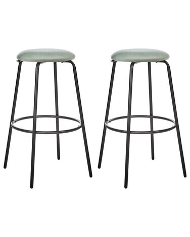 Set mit 2 Barhockern MORTON Samtstoff Mintgrün