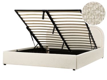 Ottoman Bed QUILLIEN Boucle Light Beige 160 x 200 cm (EU King Size)