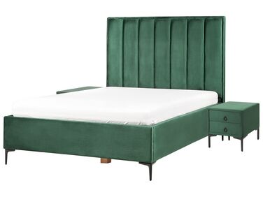 Bedroom Set SEZANNE Velvet Dark Green 140 x 200 cm (EU Double)