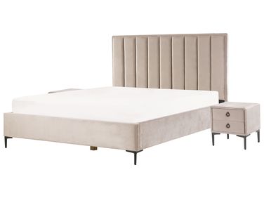 Bedroom Set SEZANNE Velvet Taupe 180 x 200 cm (EU Super King)