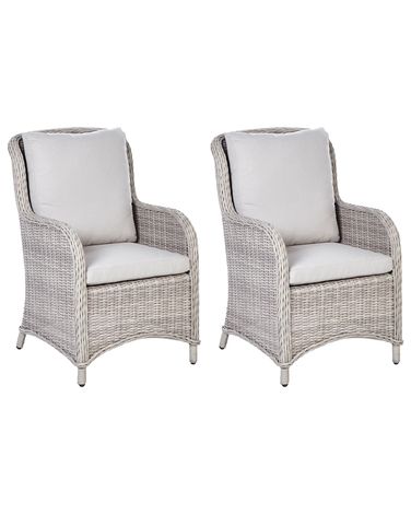 Gartensessel 2er Set CASCAIS Polyrattan Beige