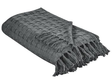 Bedspread BERE Cotton 150 x 200 cm Dark Grey
