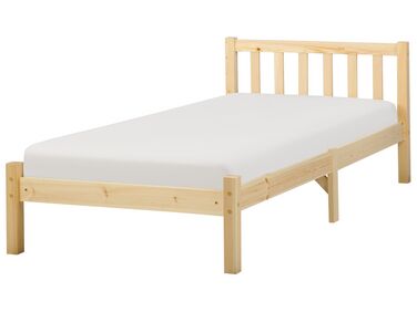 Bett mit Lattenrost Kiefernholz FLORAC 90 x 200 cm Hellbraun