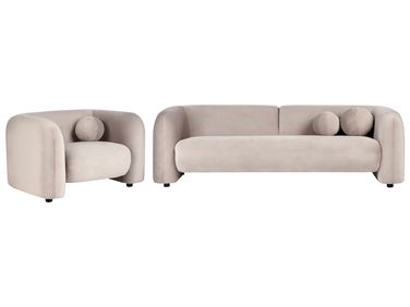 Sofa Set 4-Sitzer LEIREN Samtstoff Taupe