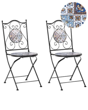 Gartenstuhl 2er Set CIVITA Metall Schwarz