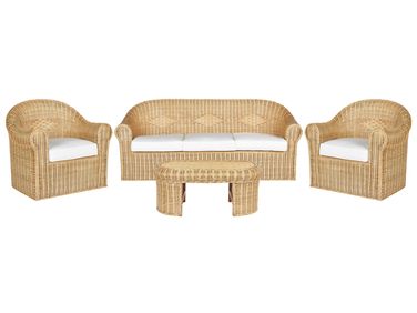 Garden Lounge Set with Table 5 Seater LIVADEIA Natural Rattan