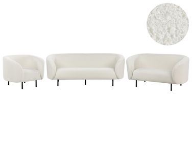 Living Room Set 6 Seater LOEN Boucle White