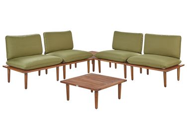 Lounge Set mit Tisch 4-Sitzer FRASCATI Olivgrün zertifiziertes Akazienholz modular
