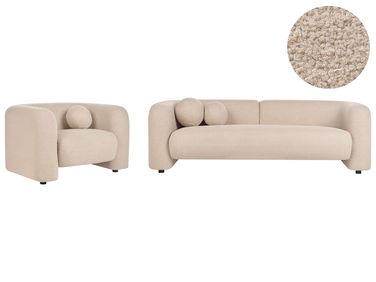 Living Room Set 4 Seater LEIREN Boucle Beige