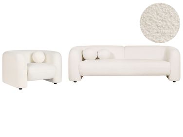 Sofa Set 4-Sitzer LEIREN Bouclé Weiß