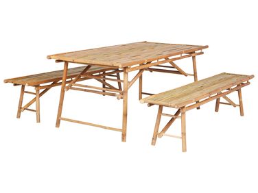 Garden Dining Set 4 Seater TINDARI Light Brown Bamboo