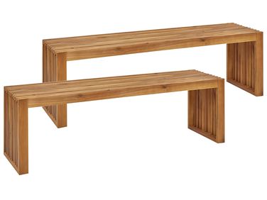 Gartenbänke 2er Set SULZANO 150 cm Akazienholz Braun