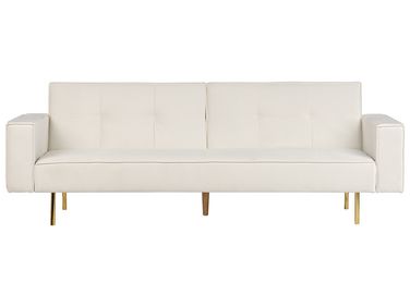 Schlafsofa 3-Sitzer VISNES Samtstoff Cremeweiß