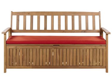 Garden Bench with Cushion SOVANA 160 cm with Storage Acacia Wood Red