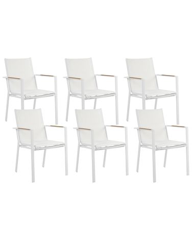 Gartenstuhl 6er Set BUSSETO Metall Weiß