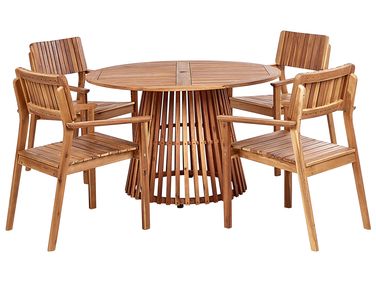 Garden Dining Set 4 Seater AGELLO Brown Acacia Wood
