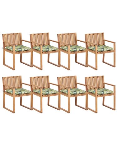 Set mit 8 Stühlen und Sitzkissen SASSARI II zertifiziertes Akazienholz Grün