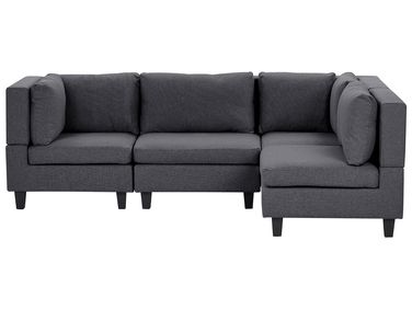 Modul Ecksofa 4-Sitzer UNSTAD linksseitig Dunkelgrau Stoff