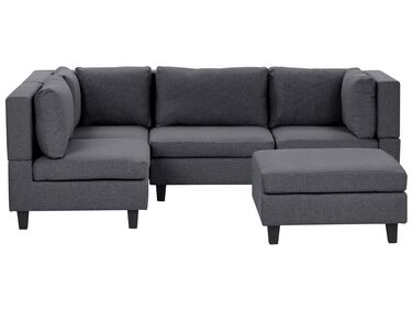 Modular Corner Sofa 4 Seater UNSTAD Right Hand Dark Grey Fabric with Ottoman