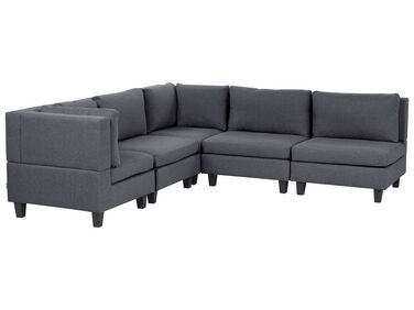 Modular Corner Sofa 5 Seater UNSTAD Right Hand Dark Grey Fabric