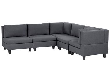 Modular Corner Sofa 5 Seater UNSTAD Left Hand Dark Grey Fabric