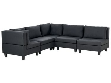 Modular Corner Sofa 5 Seater UNSTAD Right Hand Black Fabric