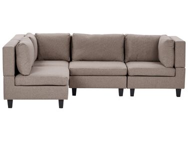 Modul Ecksofa 4-Sitzer UNSTAD rechtsseitig Braun Stoff